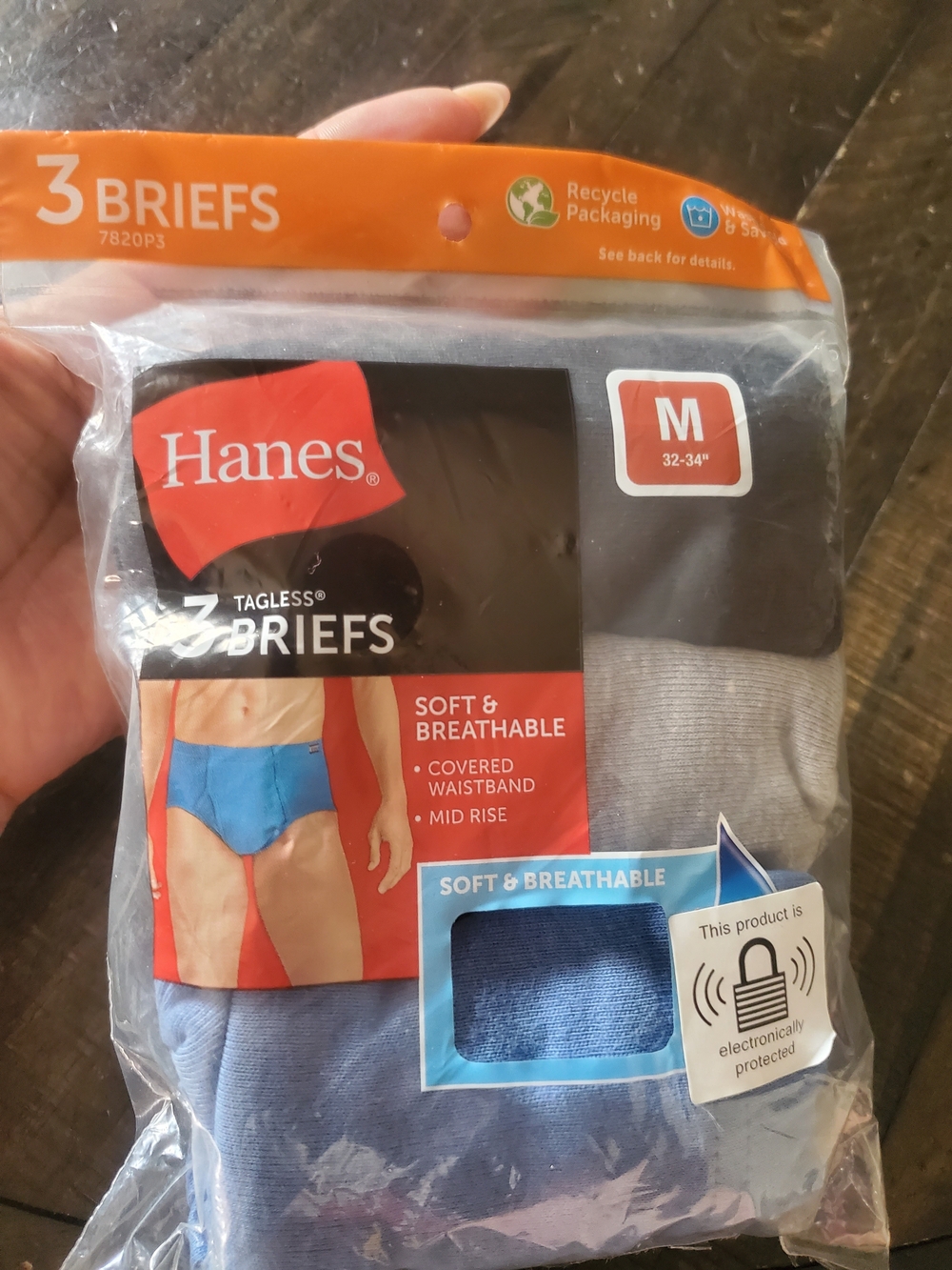 Hanes Men’s 3-Pack Tagless Briefs - Blue, Gray, Black